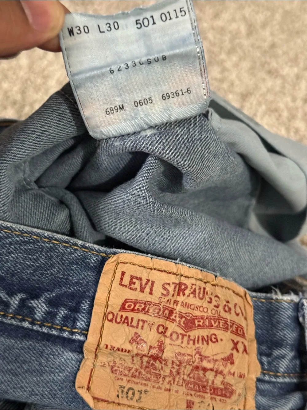 Vtg Levi's 501 Original Fit Jeans 30x30 Indigo Blue Button Fly 2005 USA Era